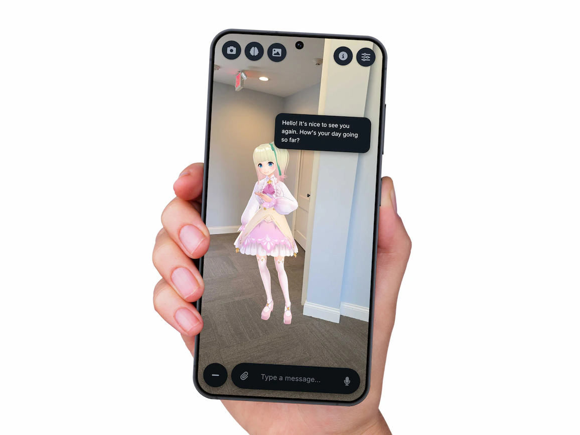 Utsuwa character in AR on a phone screen